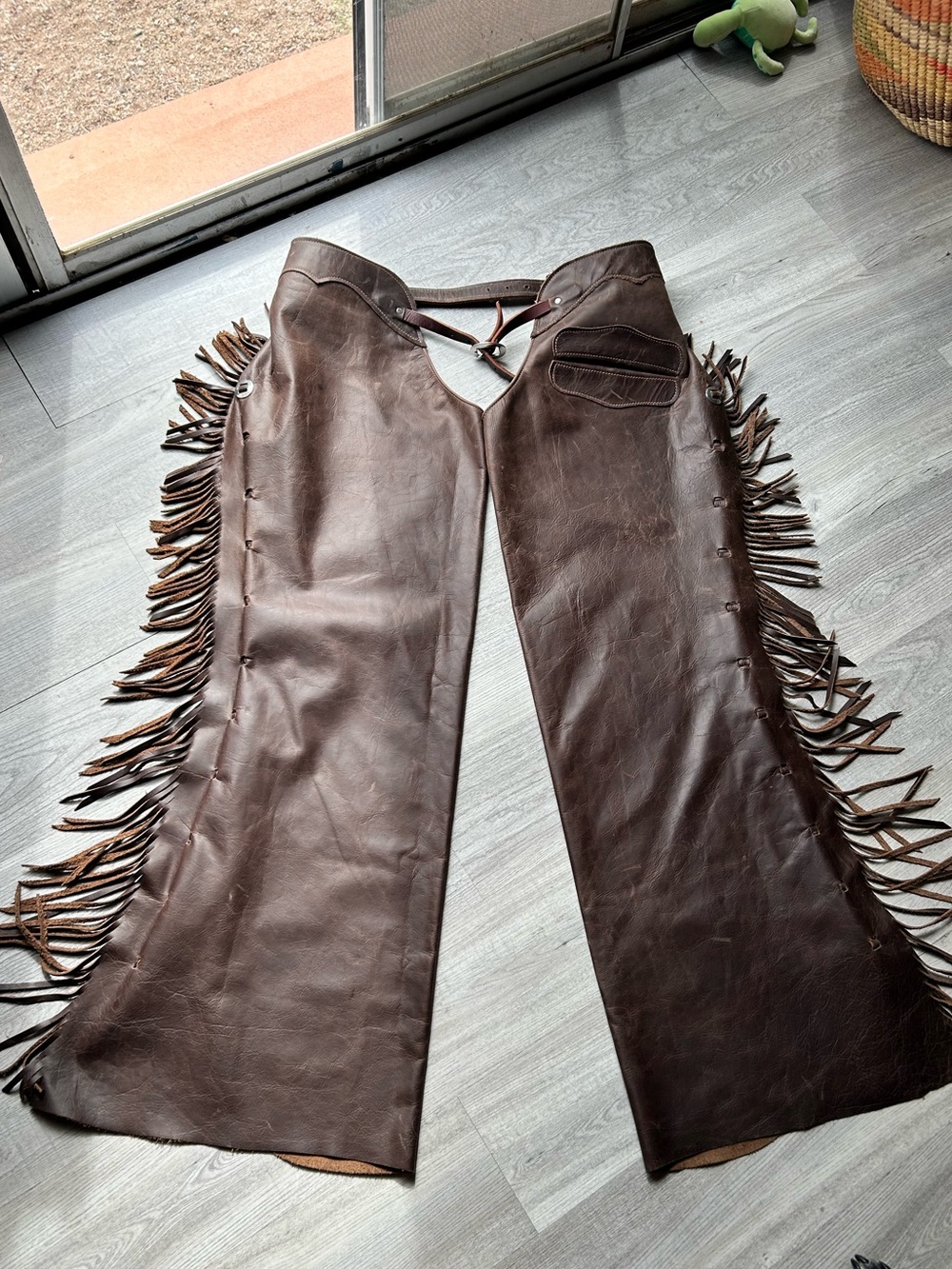 Brown Leather Fringe Chaps - Women's Western Style